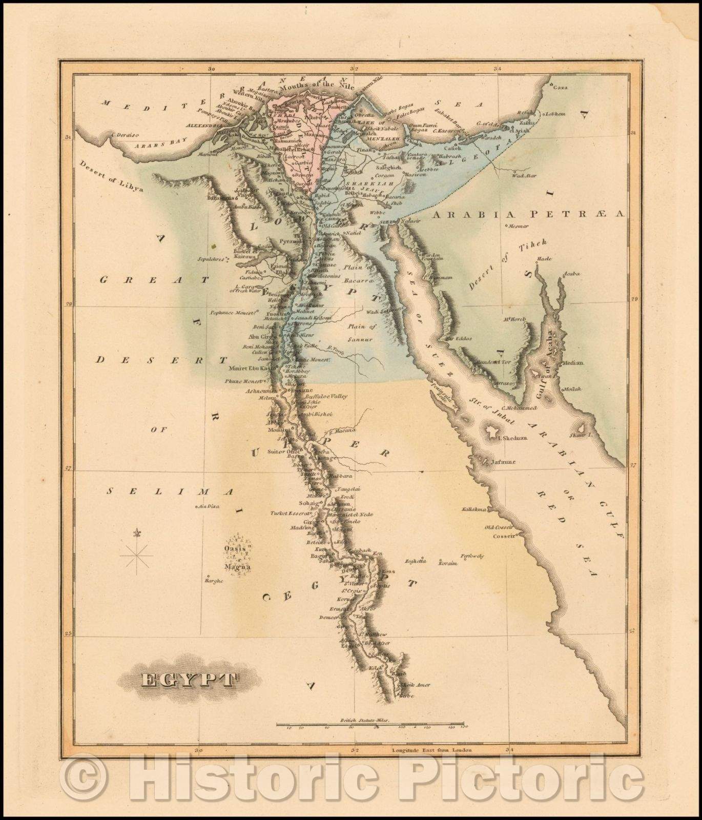 Historic Map - Egypt, 1823, Fielding Lucas Jr. v2