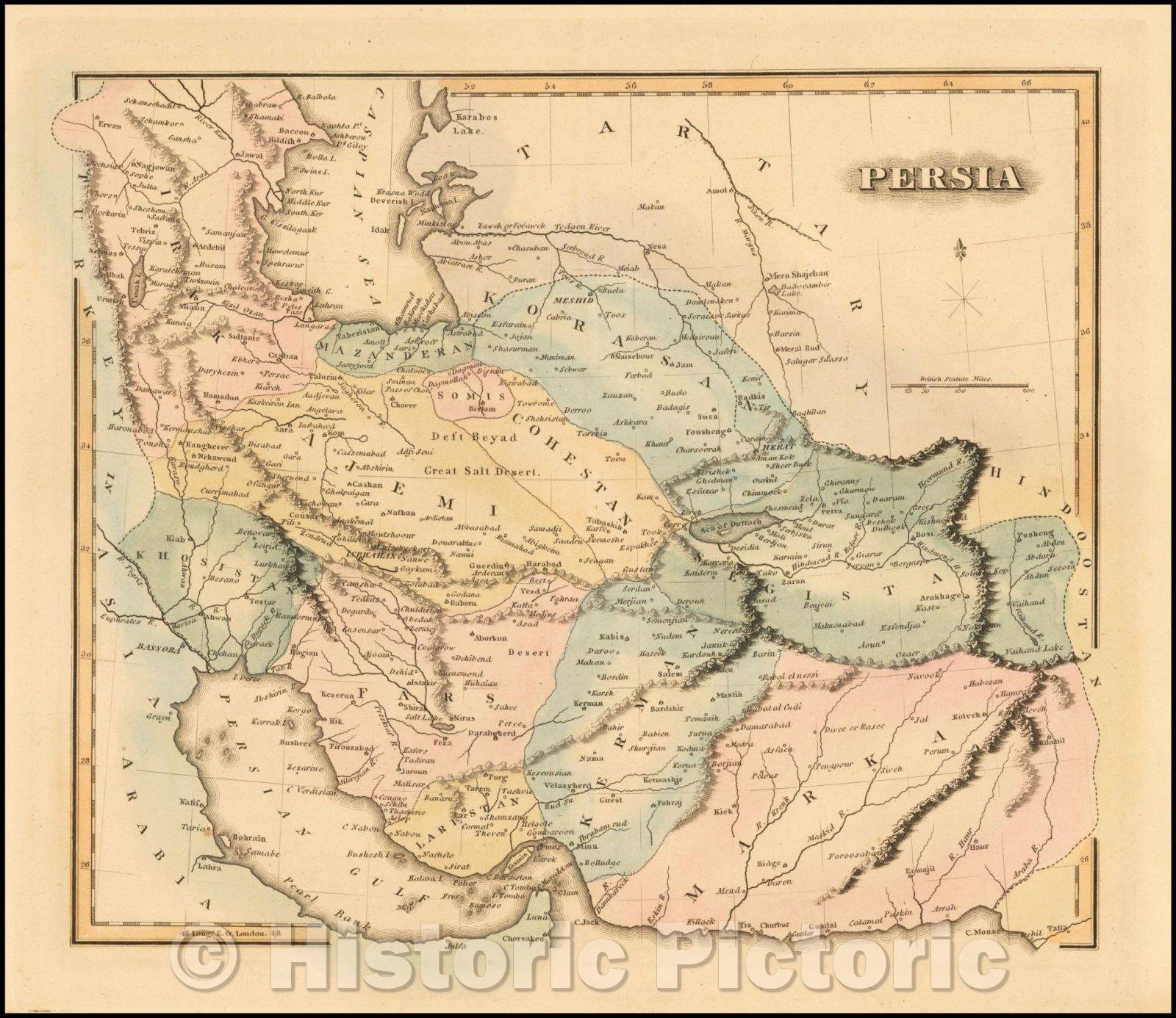 Historic Map - Persia, 1823, Fielding Lucas Jr. v2