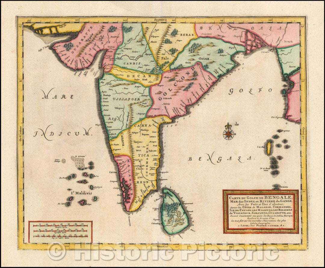 Historic Map - Carte du Golfe de Bengale, Mer de Indes, et Riviere du Gange, Avec les Pais et Iles d'alentour, Savoir les Cotes de Malabar, 1720 v2