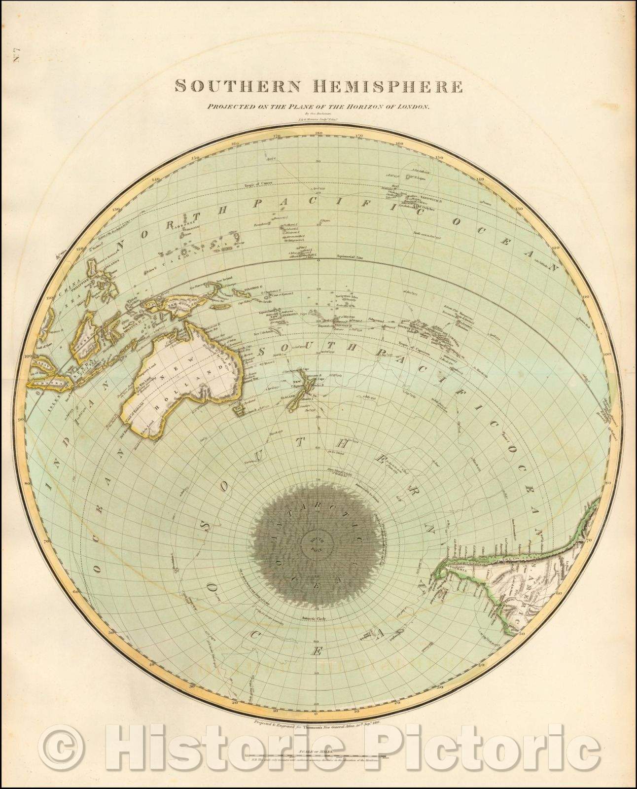 Historic Map - Southern Hemisphere, 1816, John Thomson - Vintage Wall Art