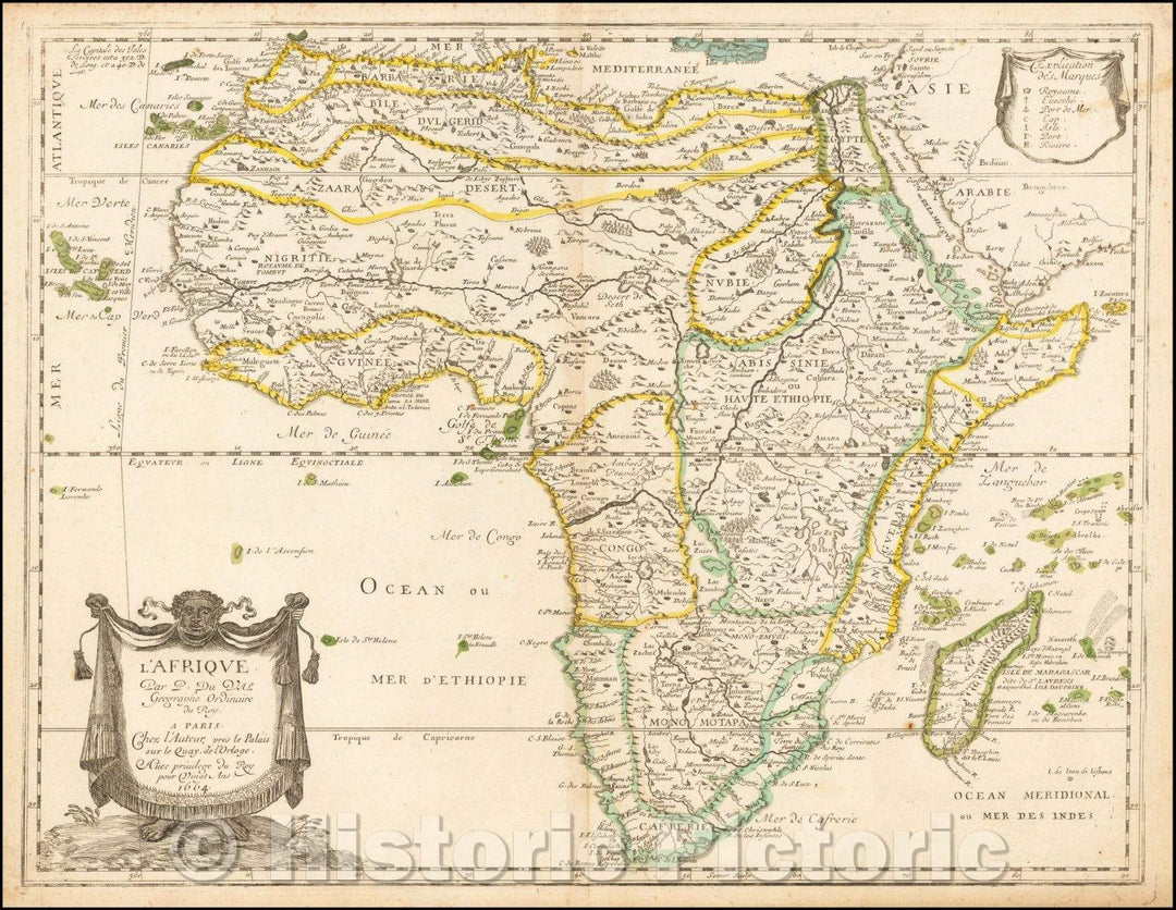 Historic Map - Africa, 1664, Pierre Du Val - Vintage Wall Art