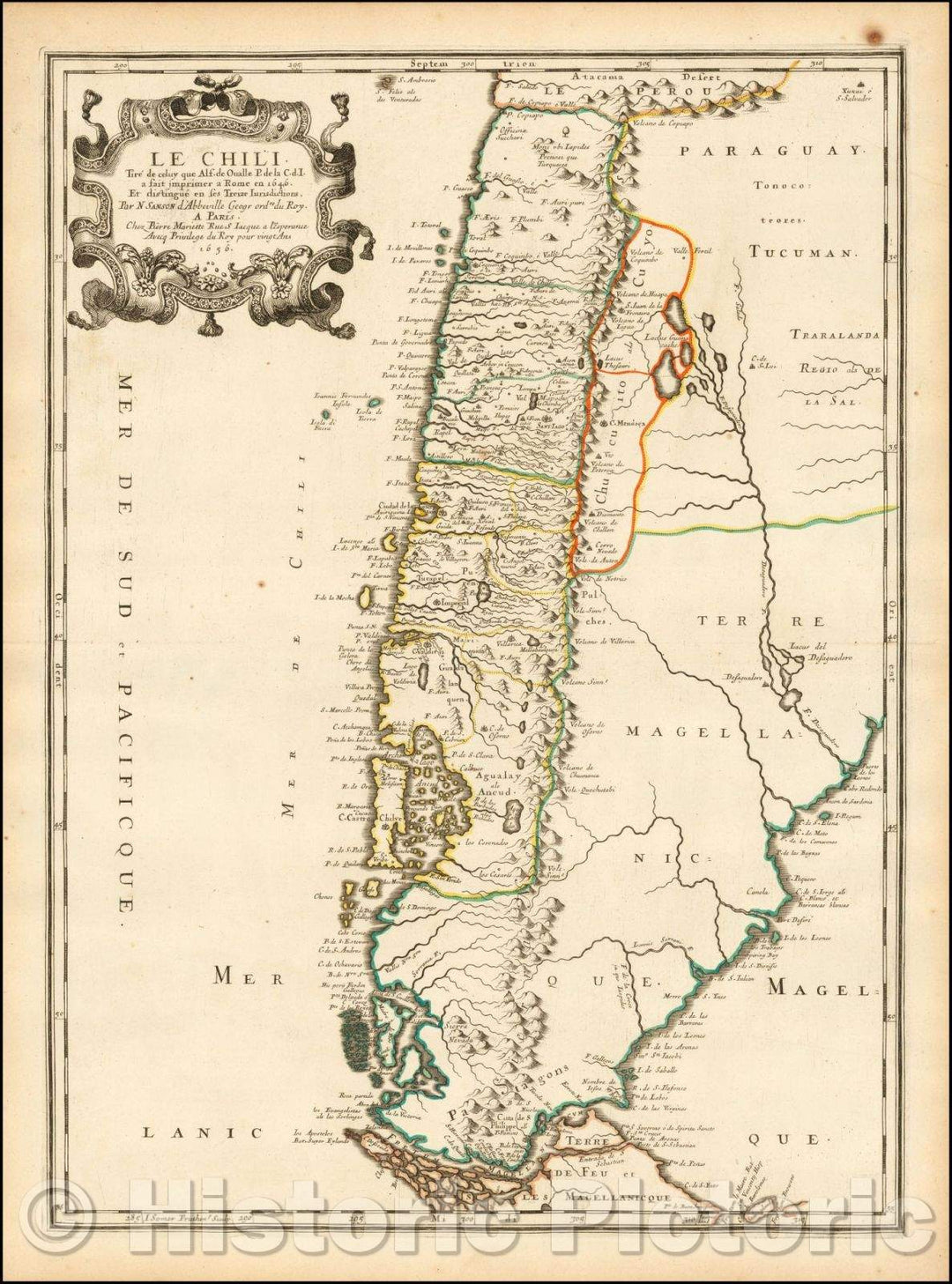 Historic Map - Le Chili/tir?de celuy que Alf. Oualle P. de la C. d. I. a fait imprimer a Rome en 1646 et distingu?en ses treize Juridictions, 1656 v1