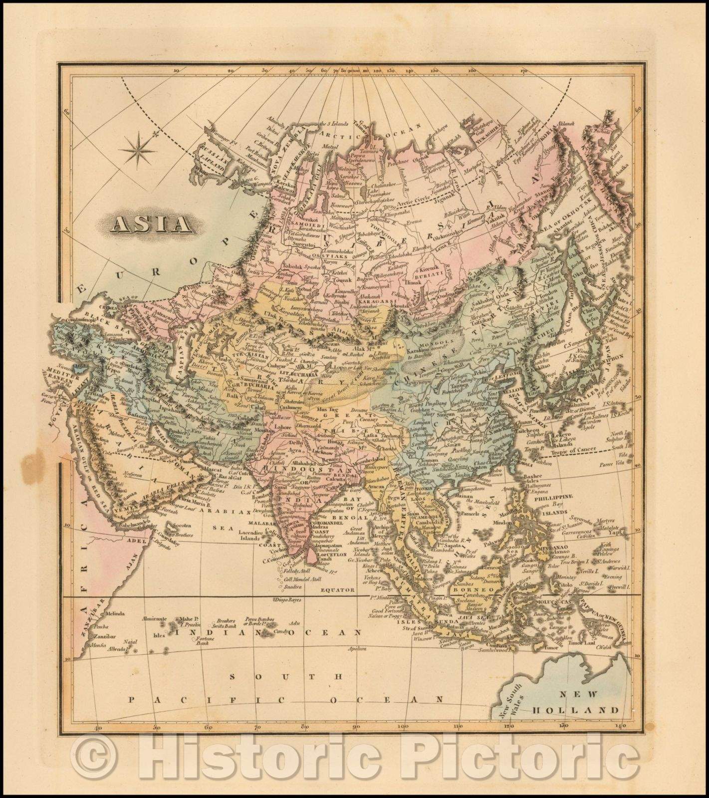 Historic Map - Asia, 1823, Fielding Lucas Jr. v2