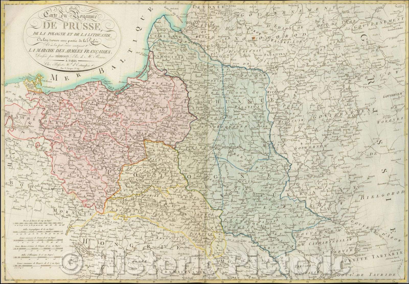 Historic Map - 1806 Carte du Royaume de Prusse, de la Pologne et de la Lithuanie/1806 Map of the Kingdom of Prussia, Poland and Lithuania, 1806 - Vintage Wall Art