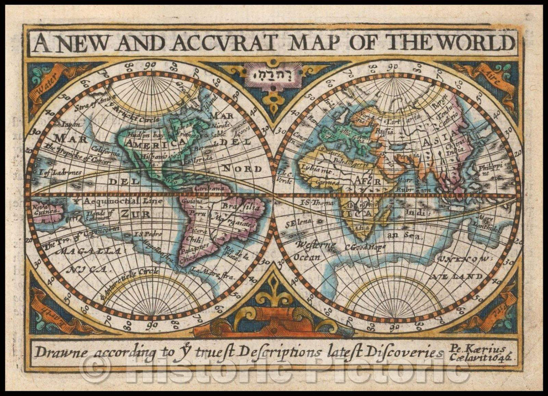 Historic Map - A New and Accurat Map of the World, 1646, John Speed - Vintage Wall Art