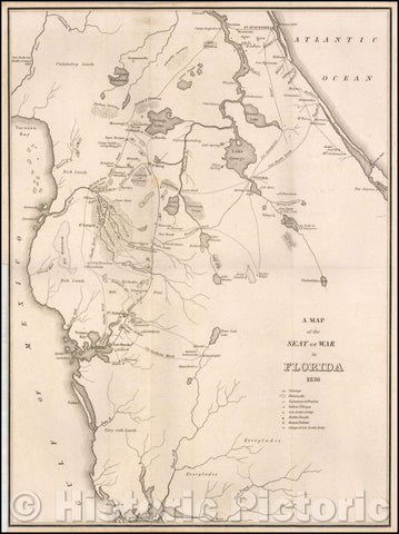 Historic Map - Seat of War in Florida, 1836, American State Papers v1