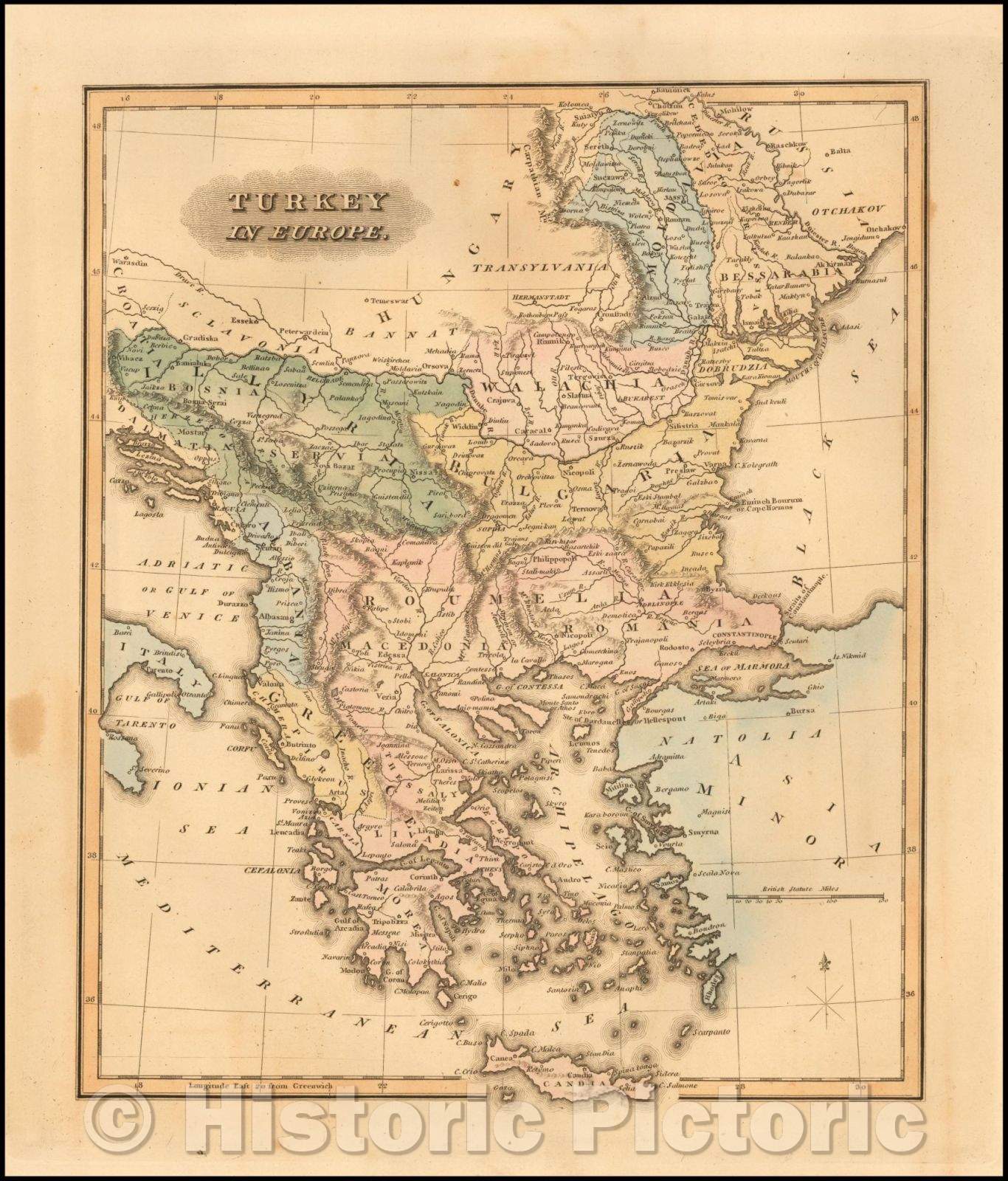 Historic Map - Turkey in Europe, 1823, Fielding Lucas Jr. v2