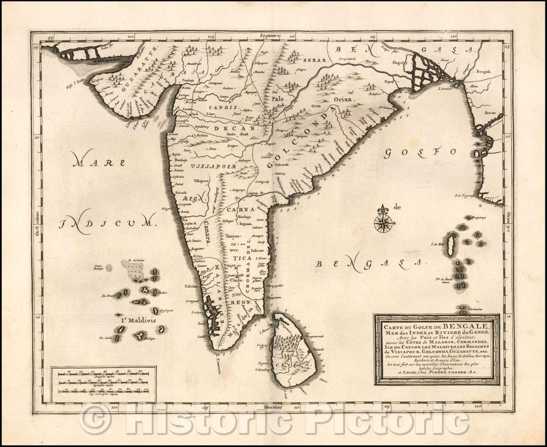 Historic Map - Carte du Golfe de Bengale, Mer de Indes, et Riviere du Gange, Avec les Pais et Iles d'alentour, Savoir les Cotes de Malabar, 1720 v3