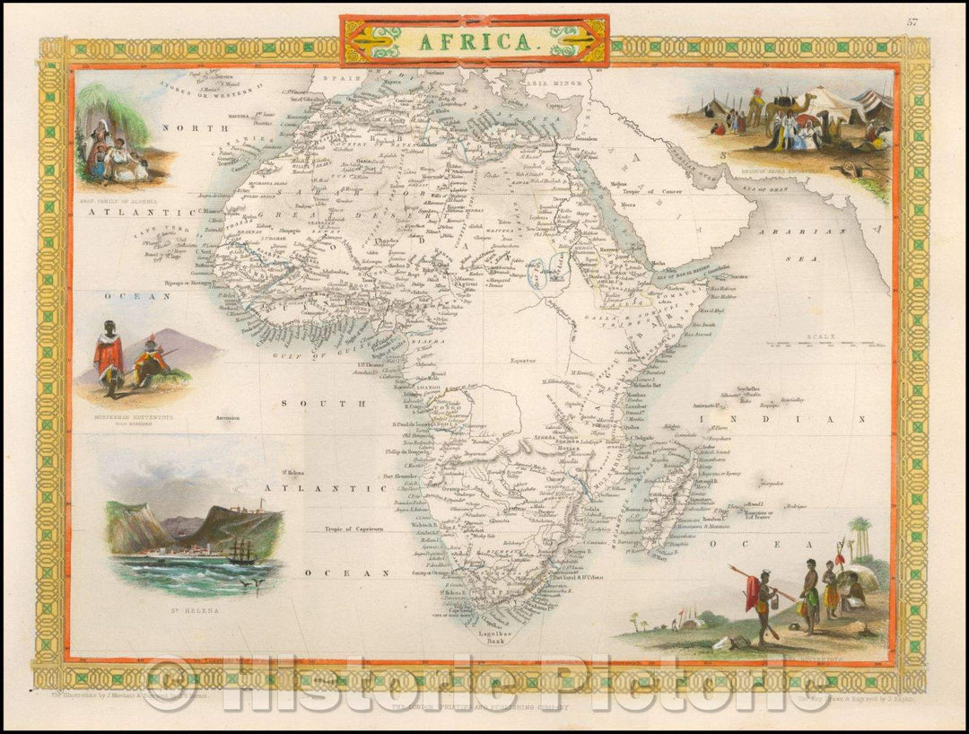 Historic Map - Africa, 1851, John Tallis - Vintage Wall Art