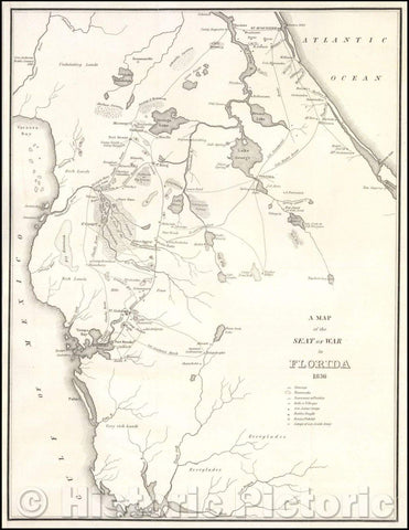 Historic Map - Seat of War in Florida, 1836, American State Papers v2