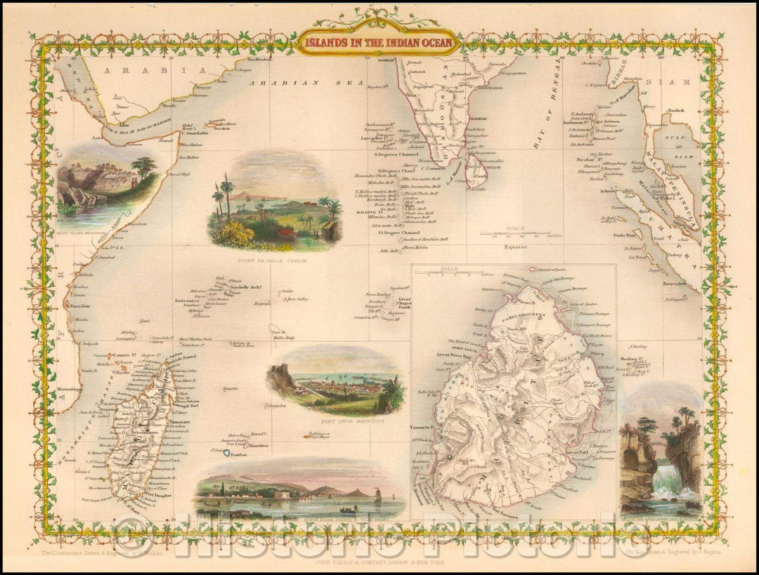 Historic Map - Islands in the Indian Ocean, 1851, John Tallis v1