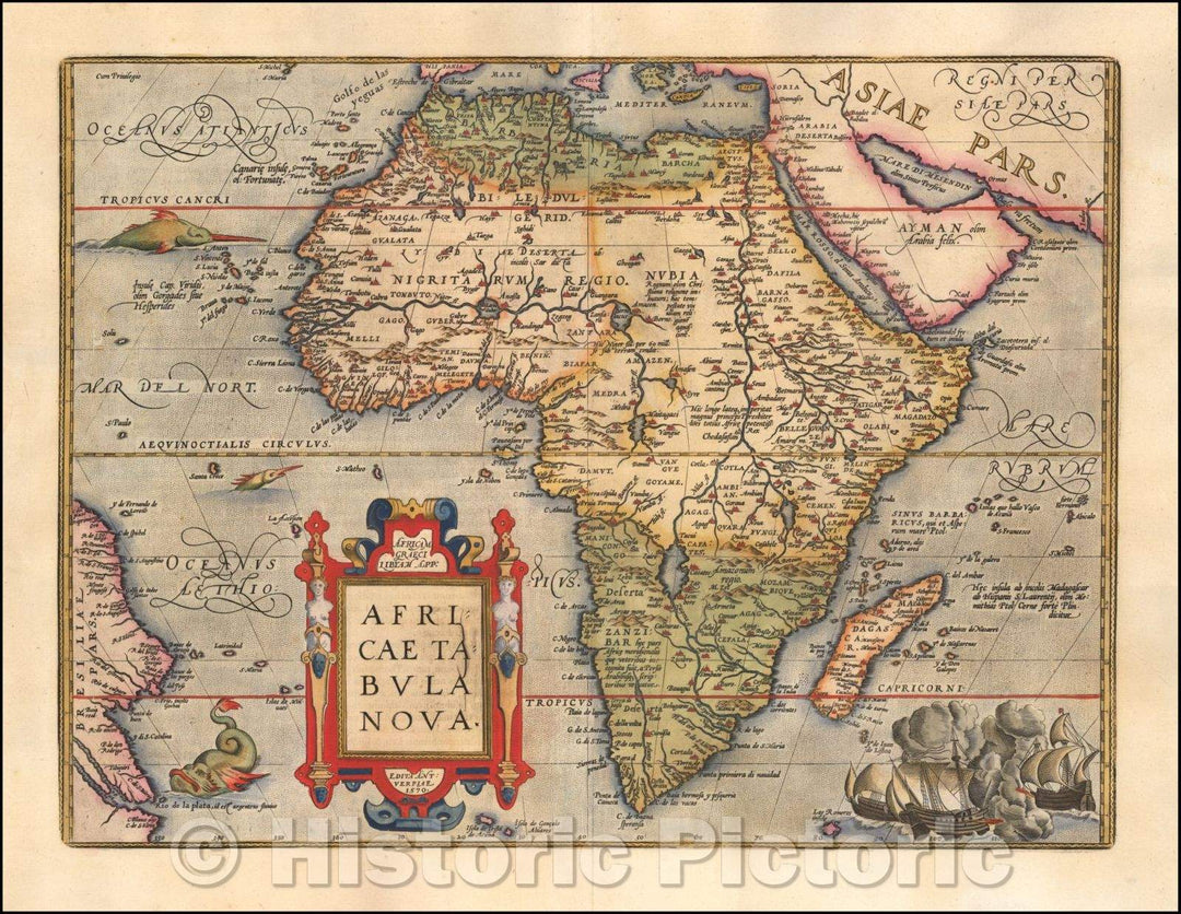 Historic Map - Africae Tabula Nova, 1603, Abraham Ortelius - Vintage Wall Art