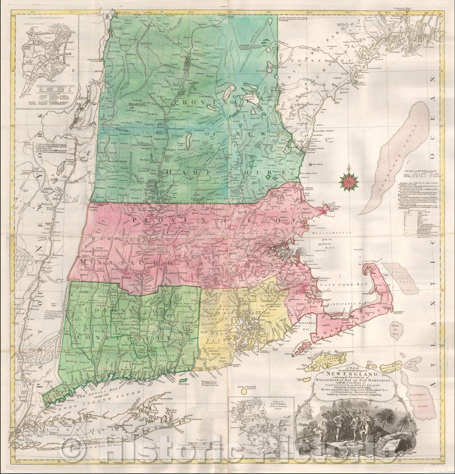 Historic Map - Most Inhabited Part Of New England Containing The Provinces Of Massachusets Bay and New Hampshire. With the Colonies of Conecticut and Rh, 1776 - Vintage Wall Art