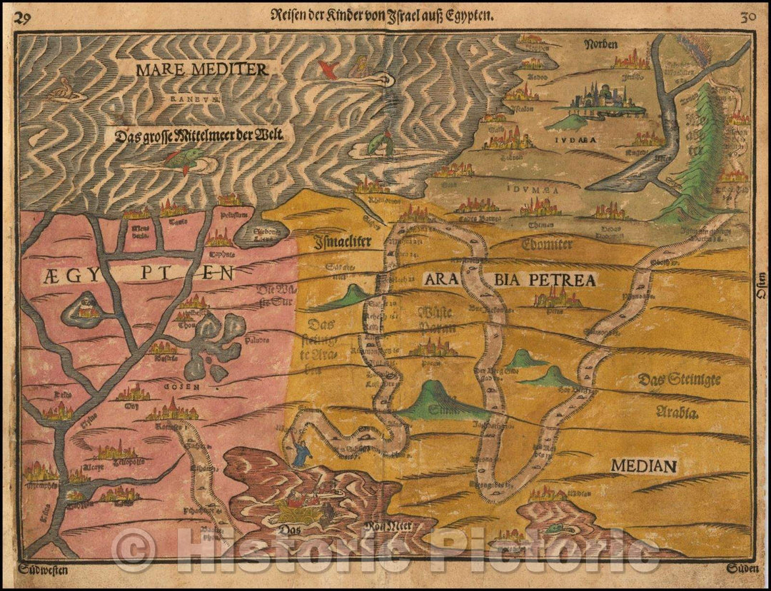 Historic Map - Reisen der Kinder von Israel aus Egypten, 1581, Heinrich Bunting v2