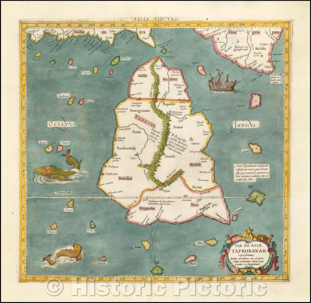 Historic Map - Tab. XII. Asiae Taprobanam repraesentans Medius meridianus 125 ad quem reloqui inclinantur ratione aequin octalis et 9 septentrionalis, 1698 v2