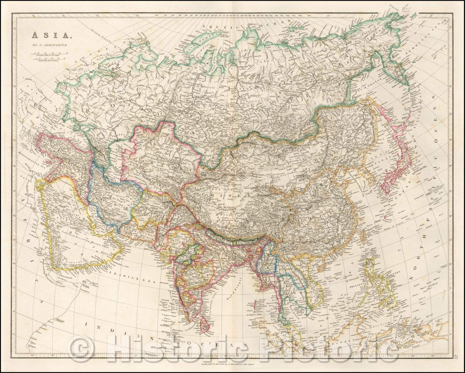 Historic Map - Asia, 1842, John Arrowsmith - Vintage Wall Art