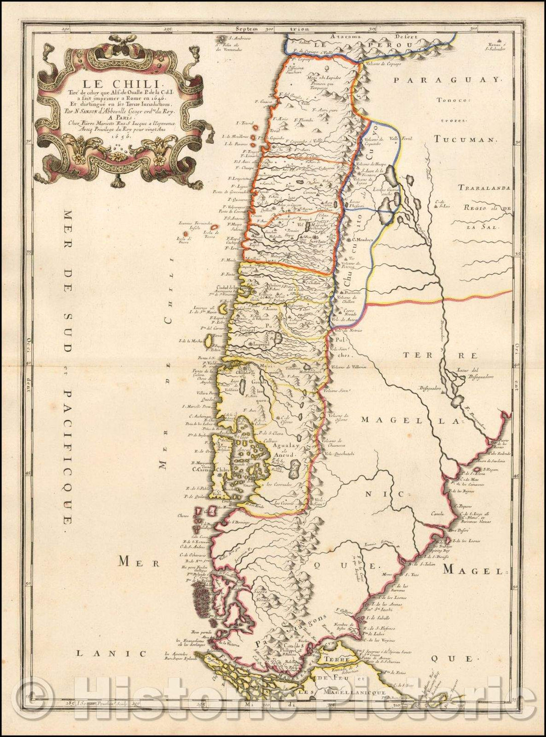 Historic Map - Le Chili/tir?de celuy que Alf. Oualle P. de la C. d. I. a fait imprimer a Rome en 1646 et distingu?en ses treize Juridictions, 1656 v2