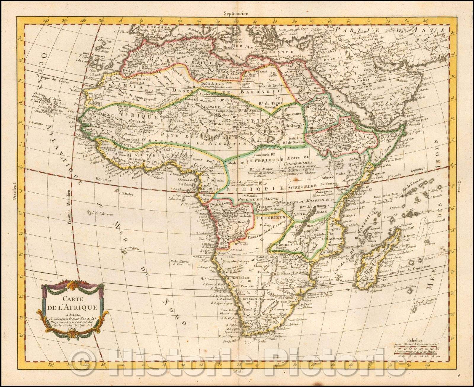 Historic Map - Carte L'Afrique/Map of Africa, published in Paris by Pierre Bourgoin, 1743, Pierre Bourgoin - Vintage Wall Art