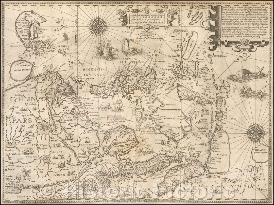 Historic Map - Exacta & Accurata Delineatio cum Orarum Maritimarum tum etjam locorum terrestrium quae in Regionibus China, Cauchinchina, Camboja sive Champa, 1596 v4