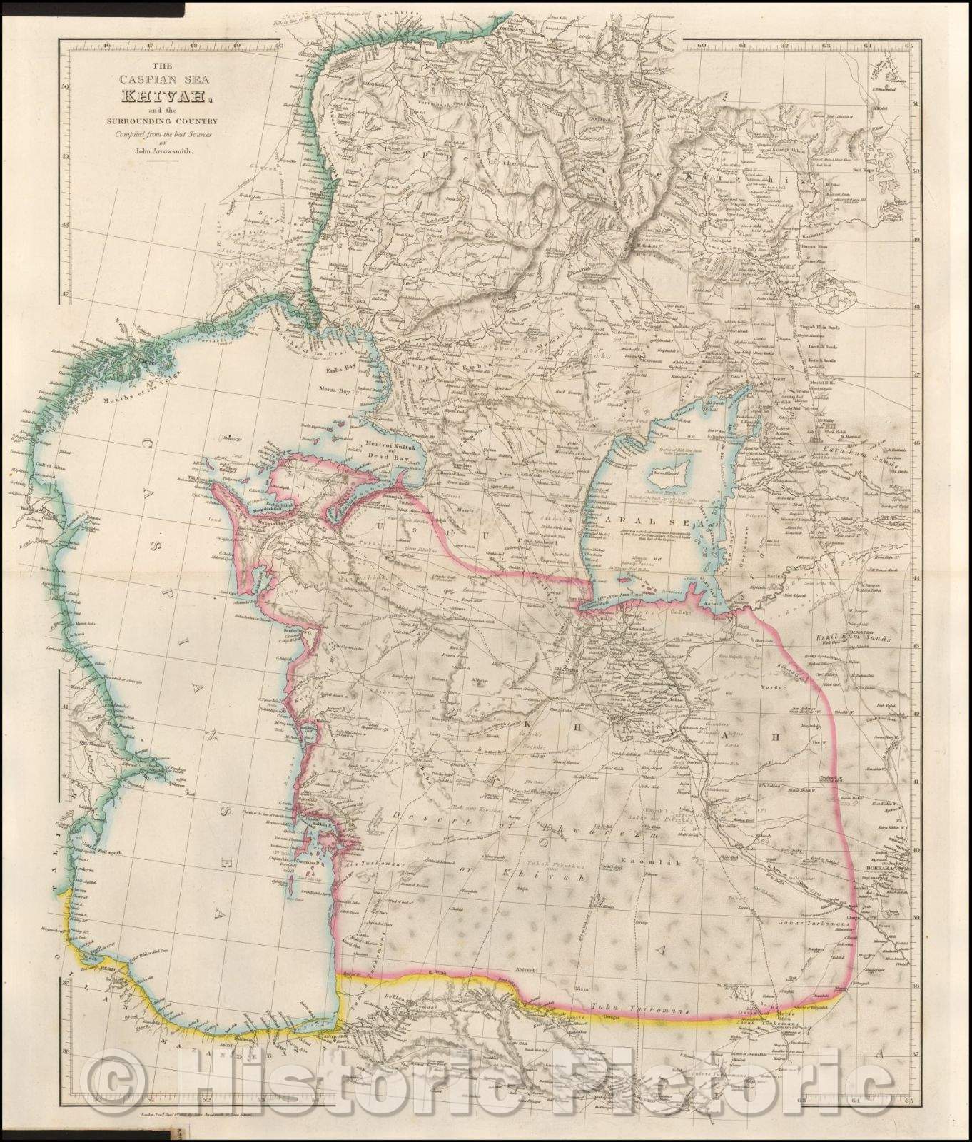 Historic Map - The Caspian Sea. Khivah and the Surrounding Country, 1841, John Arrowsmith - Vintage Wall Art