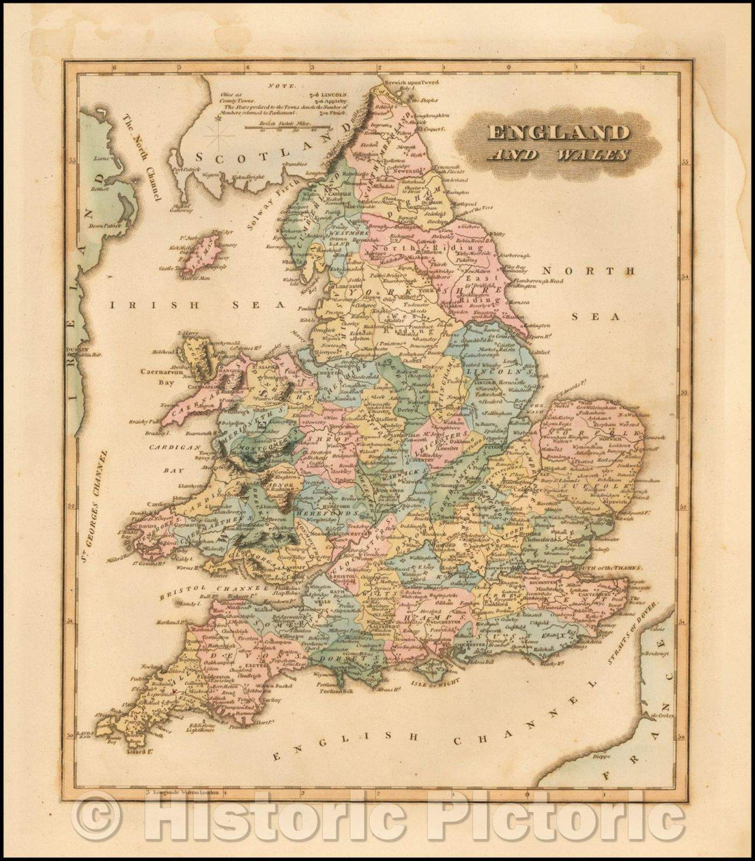 Historic Map - England and Wales, 1823, Fielding Lucas Jr. v2