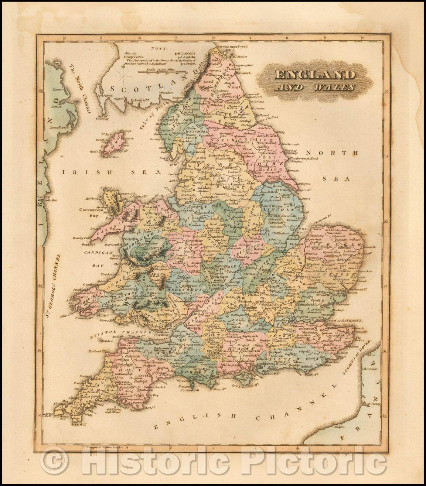 Historic Map - England and Wales, 1823, Fielding Lucas Jr. v2