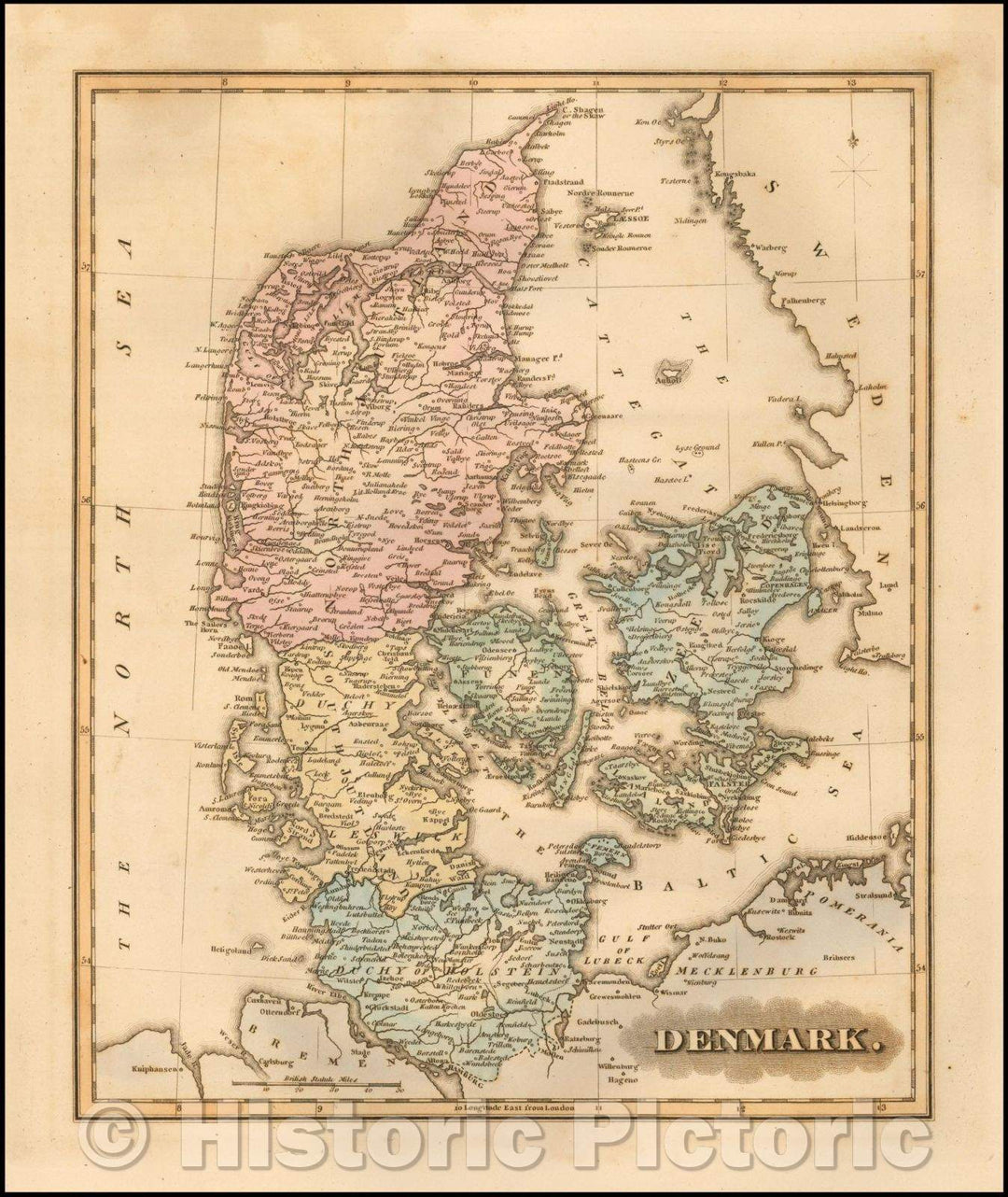 Historic Map - Denmark, 1823, Fielding Lucas Jr. v2