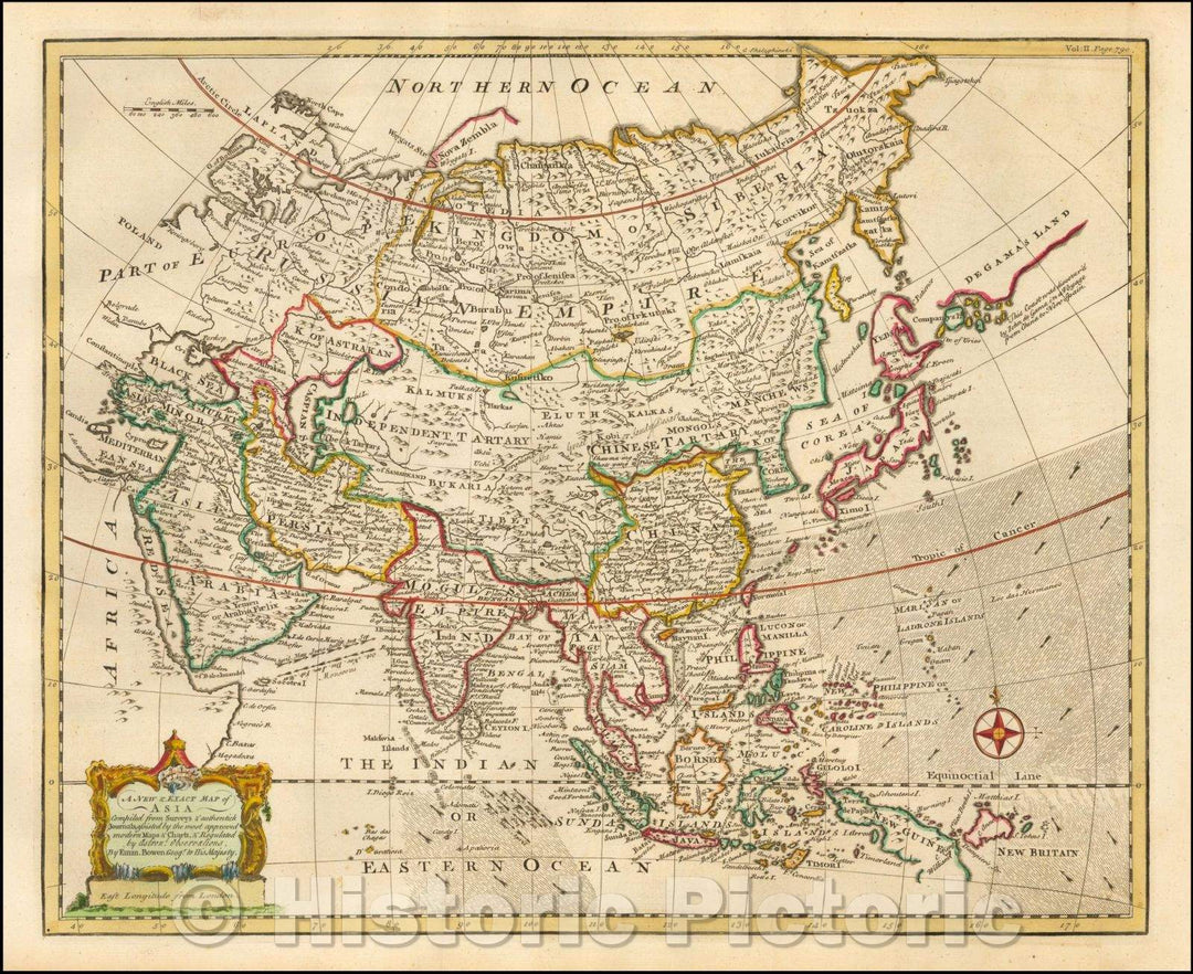 Historic Map - A New & Exact Map of Asia, 1744, Emanuel Bowen - Vintage Wall Art