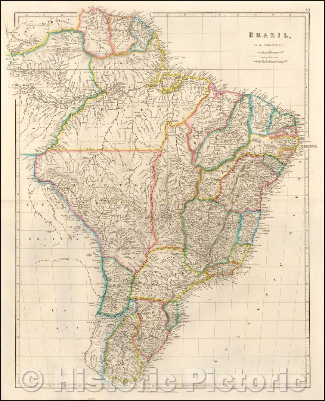 Historic Map - Brazil, 1842, John Arrowsmith - Vintage Wall Art