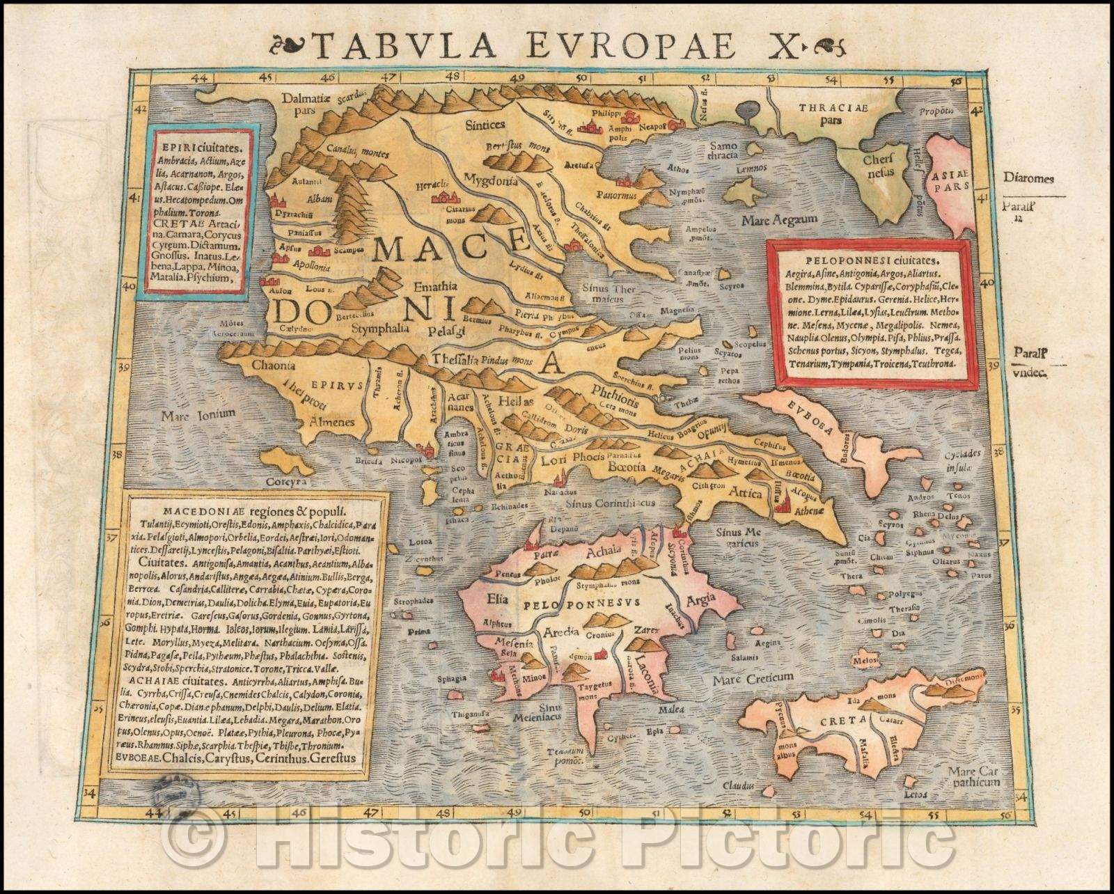 Historic Map - Tabula Europae X Greece & Turkey, 1545, Sebastian M?nster - Vintage Wall Art