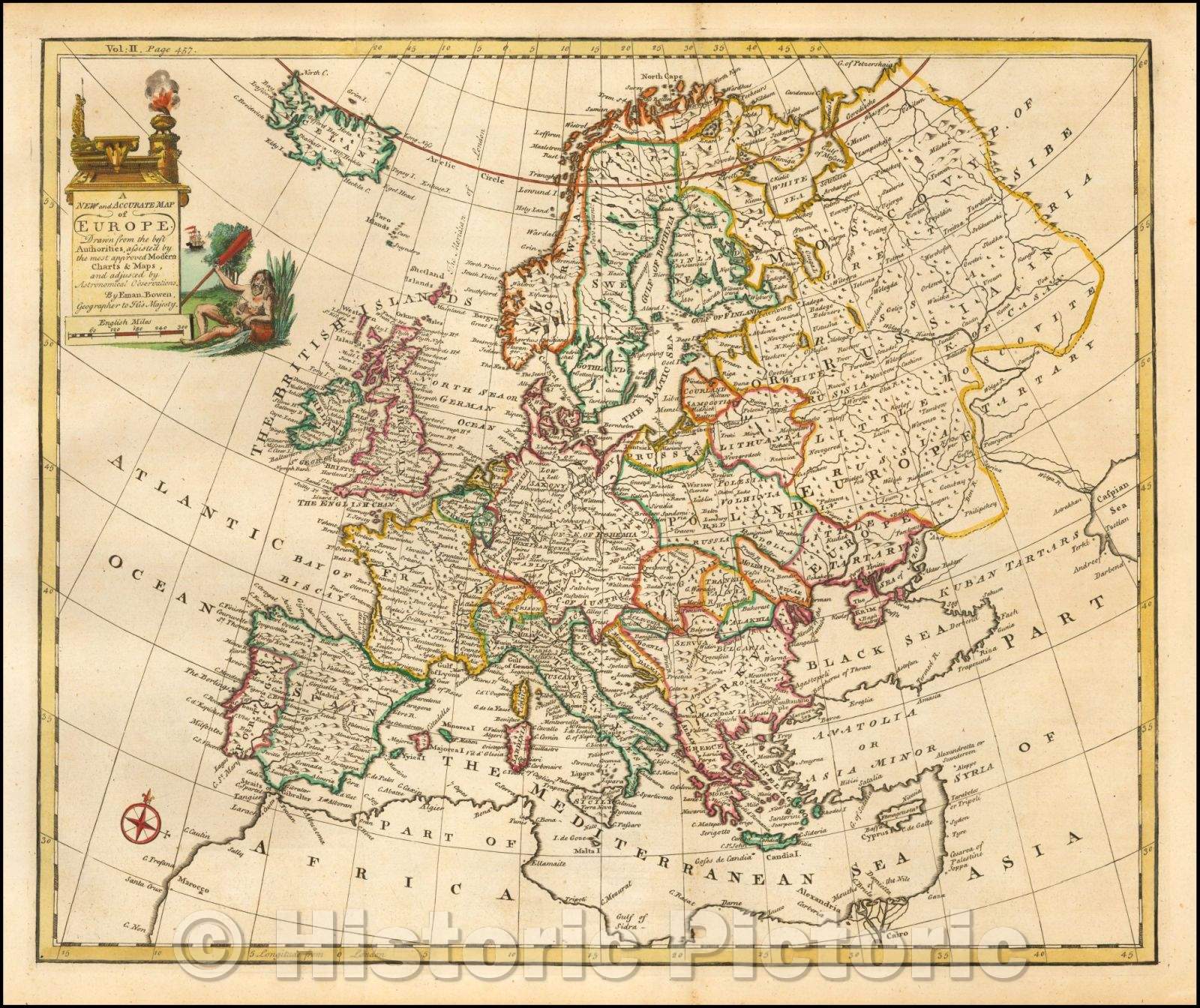 Historic Map - A New and Accurate Map of Europe, 1744, Emanuel Bowen - Vintage Wall Art