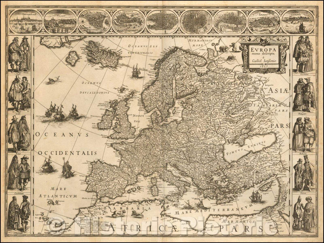 Historic Map - Europa recens descripta a Guiliel: Ianssonio 1617 (First State!)/Europe recently described a Guiliel: Ianssonio 1617 (First State!), 1617 - Vintage Wall Art