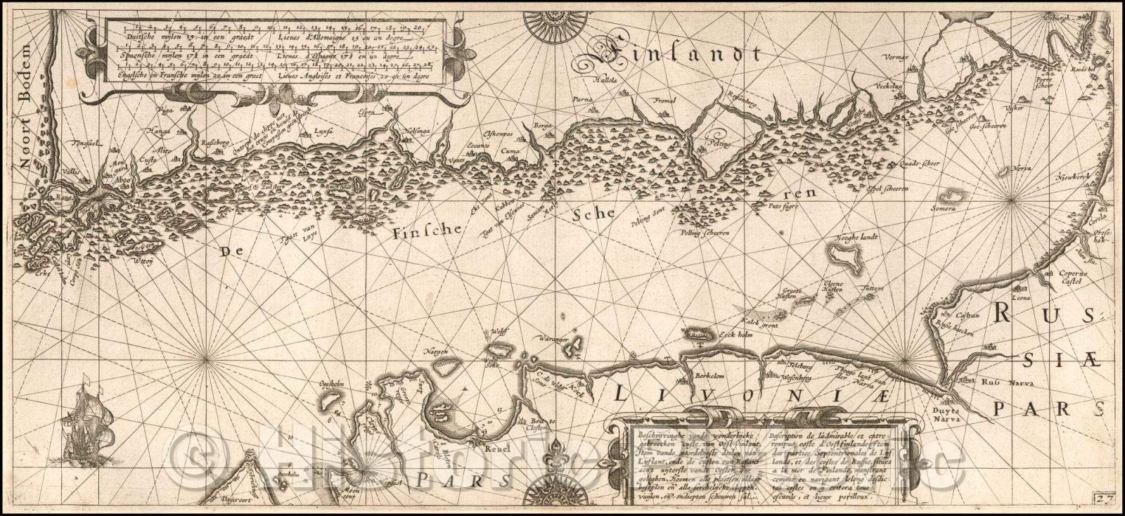 Historic Map - (Gulf of Finland) Beschrijvinghe vande wonderlijcke gebroocken custe van, 1608 - Vintage Wall Art