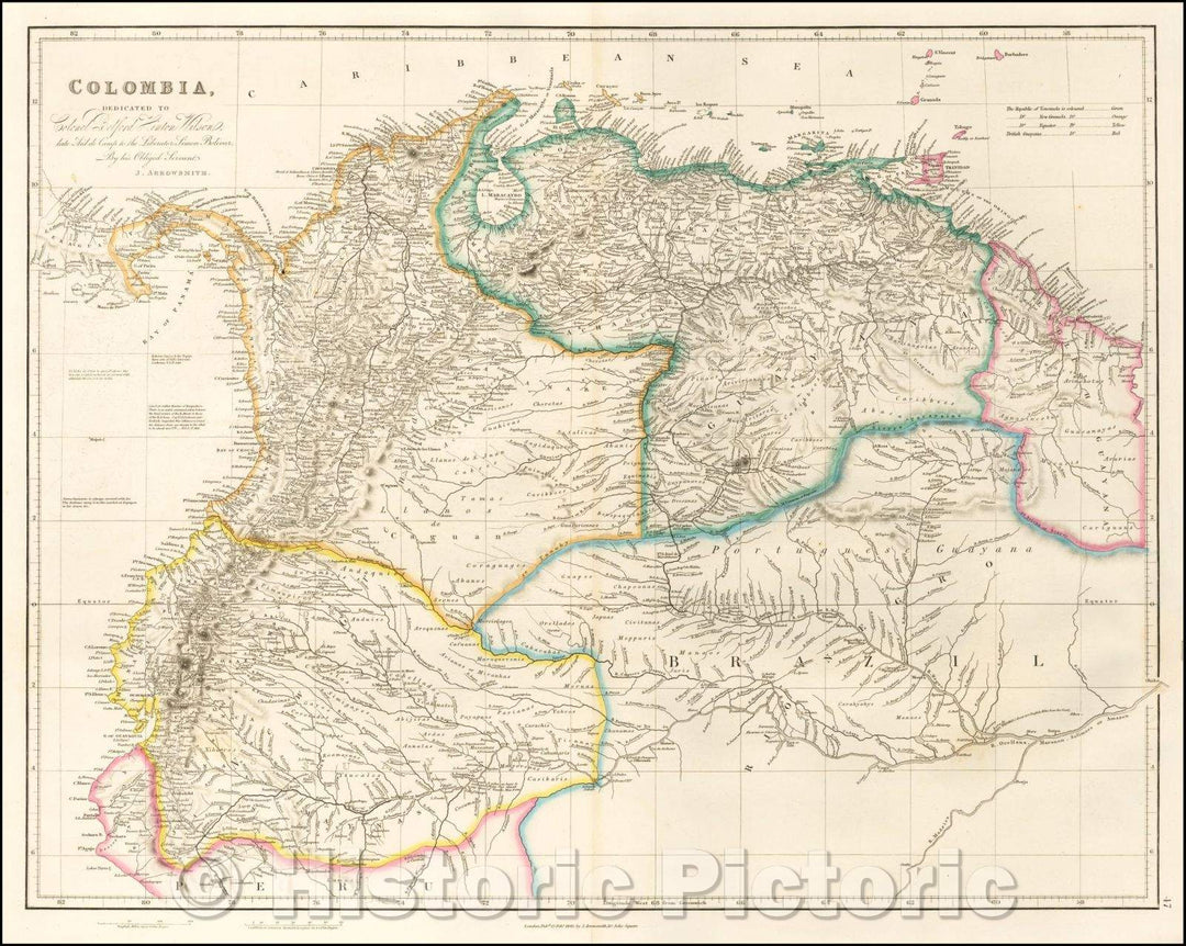 Historic Map - Colombia, 1842, John Arrowsmith - Vintage Wall Art