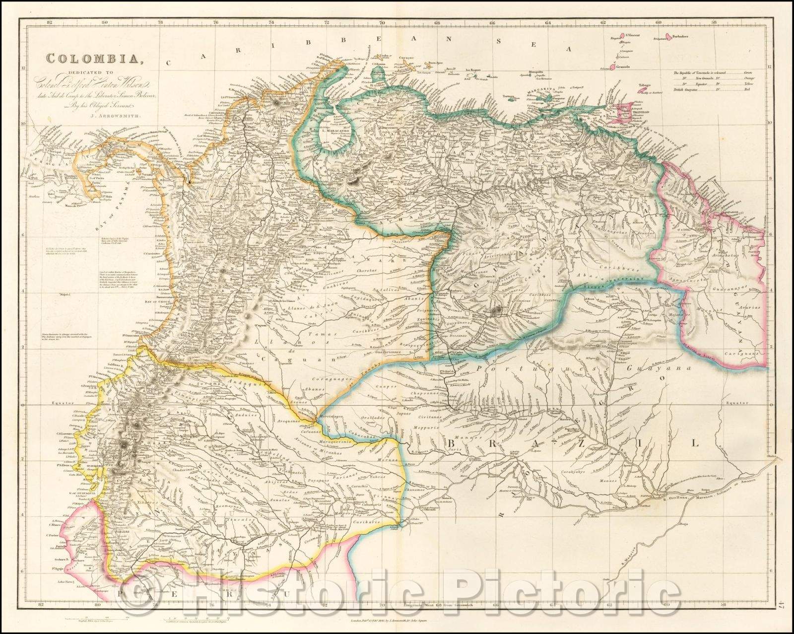 Historic Map - Colombia, 1842, John Arrowsmith - Vintage Wall Art