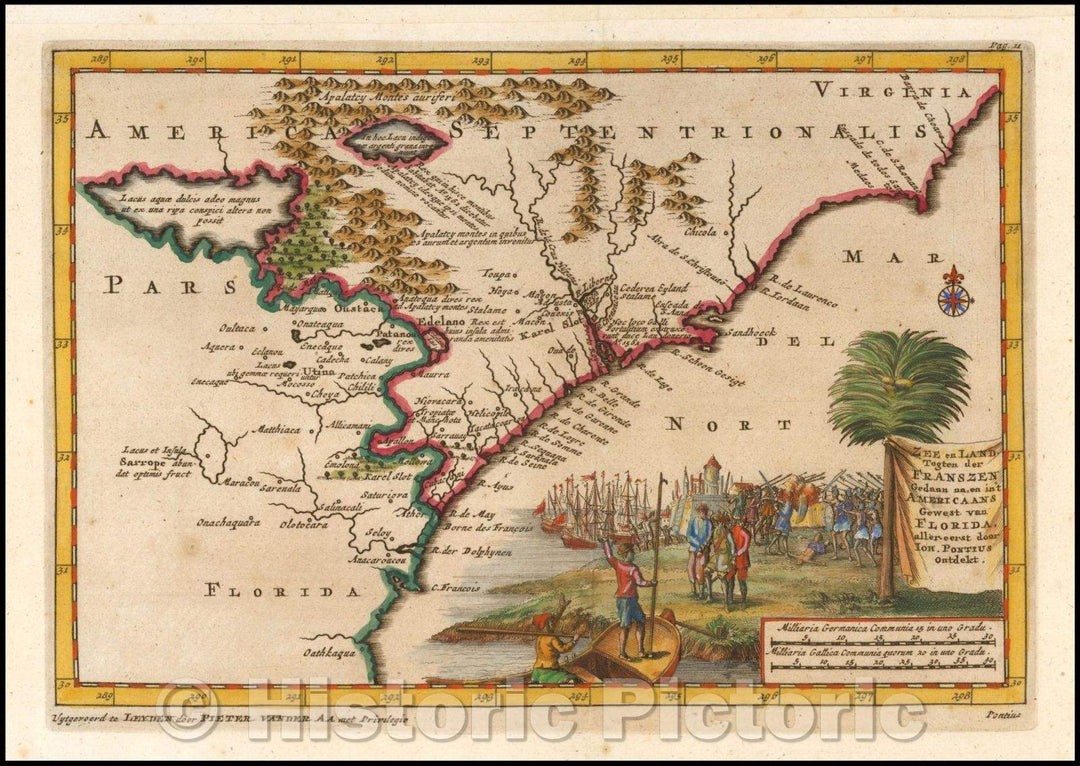 Historic Map - Zee en Land togten der Franszen Geaan na,en in't Americaans/Account of the New World published by Vander Aa, America, Asia and Africa, 1706 - Vintage Wall Art