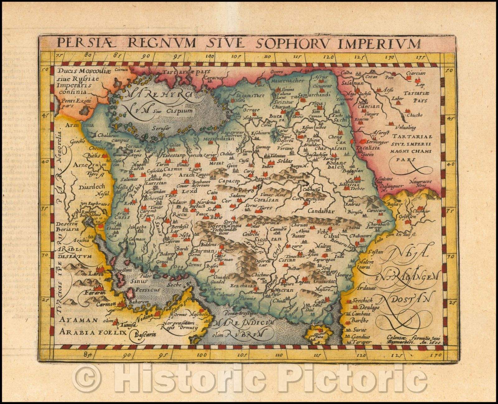 Historic Map - Persiae Regnum Sive Sophoru Imperium, 1600, Matthias Quad v3