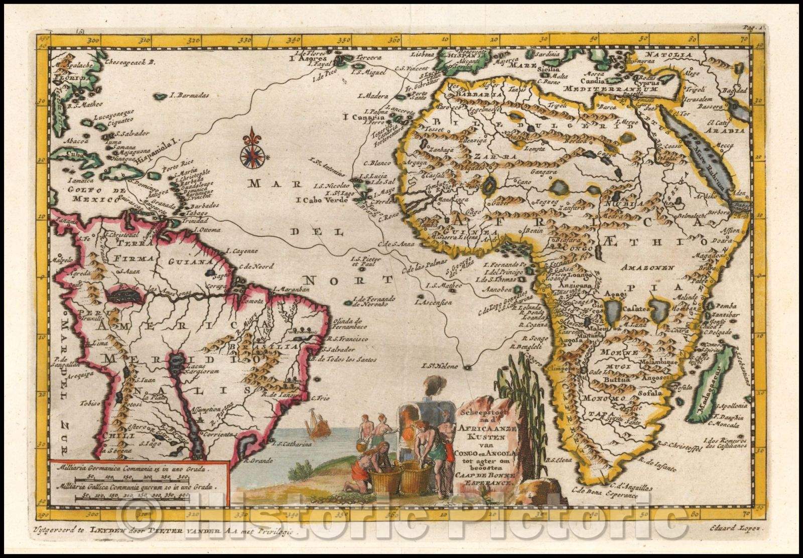 Historic Map - Scheepstogt nad' Africaanze Kusten van Congo en Angola tot agter om beoose, 1706 - Vintage Wall Art