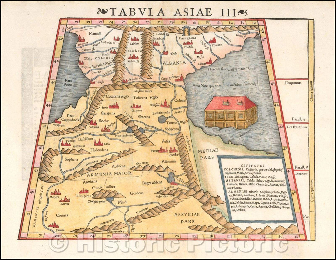 Historic Map - Tabula Asiae III Black & Caspian Sea Region, 1545, Sebastian M?nster - Vintage Wall Art