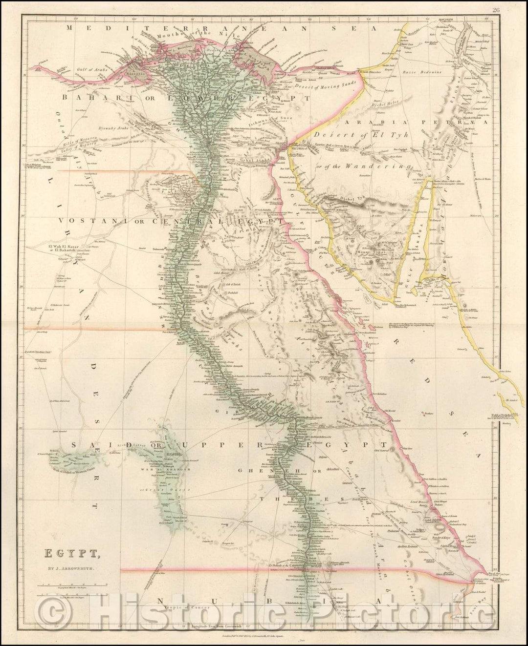 Historic Map - Egypt, 1854, John Arrowsmith - Vintage Wall Art