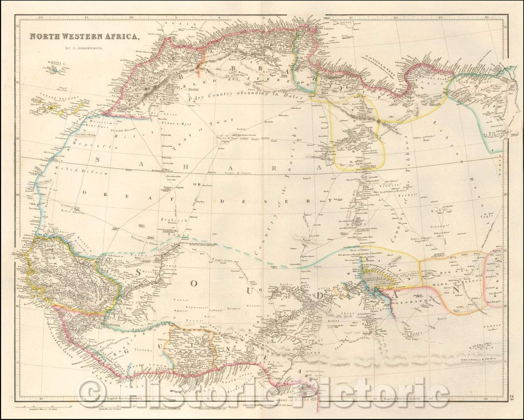 Historic Map - North Western Africa, 1842, John Arrowsmith - Vintage Wall Art