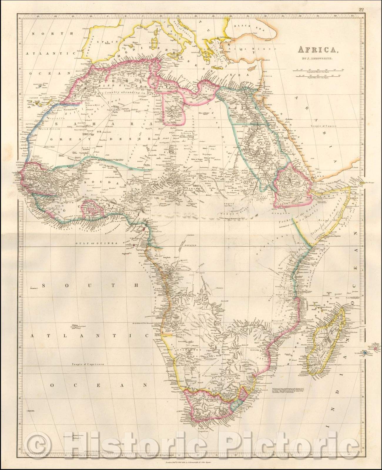 Historic Map - Africa, 1858, John Arrowsmith - Vintage Wall Art