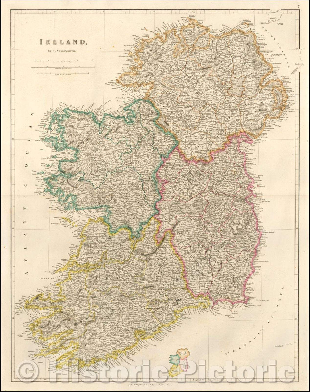 Historic Map - Ireland, 1842, John Arrowsmith - Vintage Wall Art