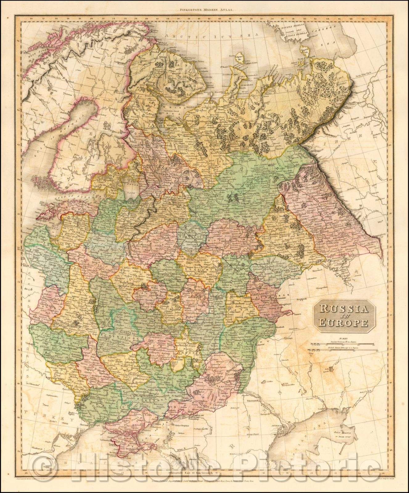 Historic Map - Russia in Europe, 1812, John Pinkerton - Vintage Wall Art