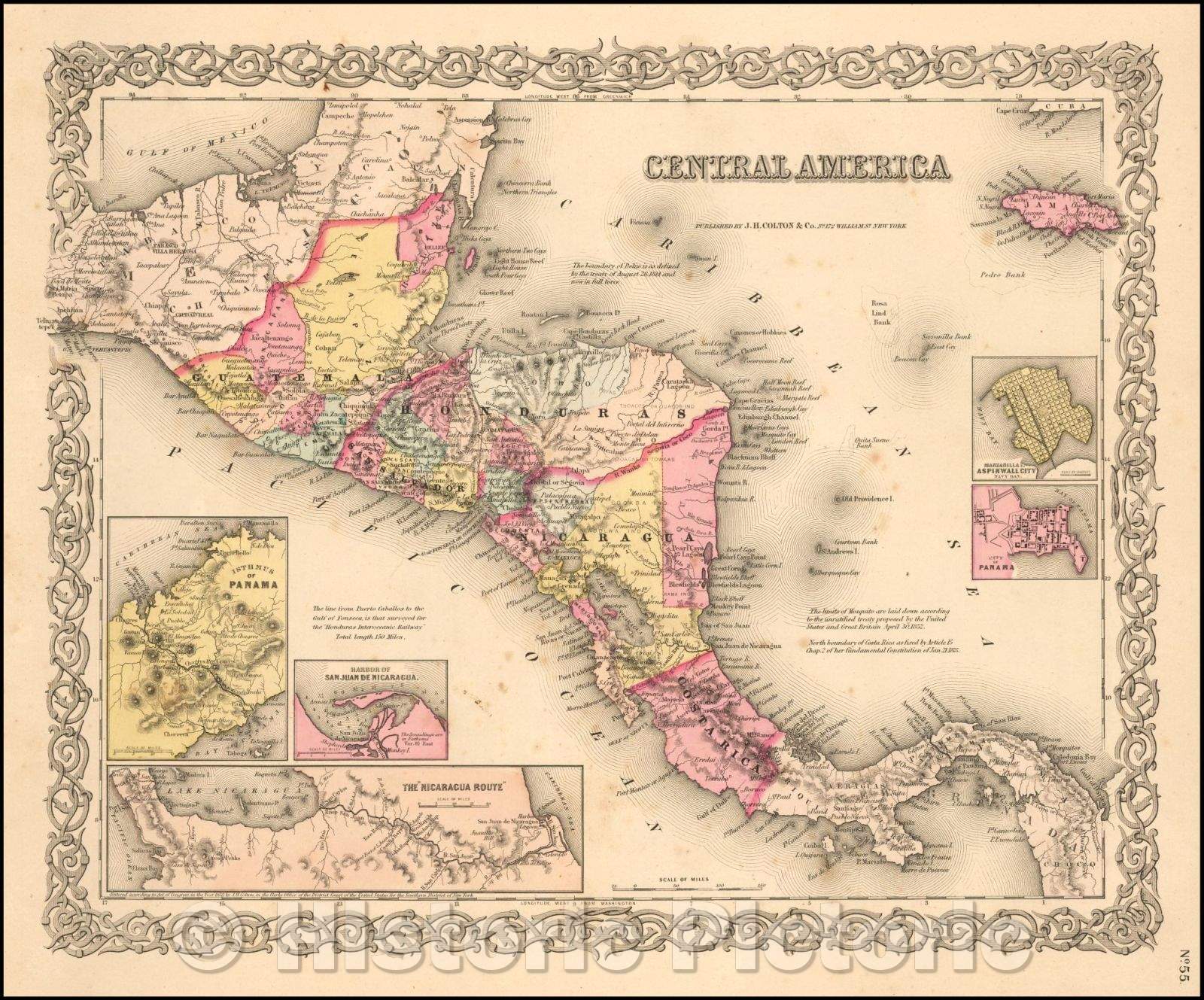 Historic Map - Colton's Central America, 1856, Joseph Hutchins Colton v2