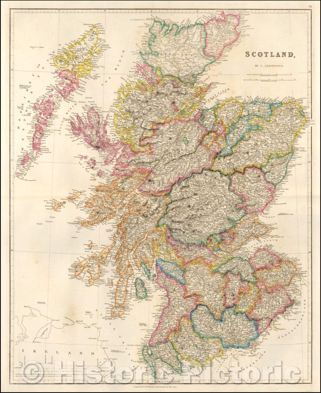 Historic Map - Scotland, 1846, John Arrowsmith - Vintage Wall Art