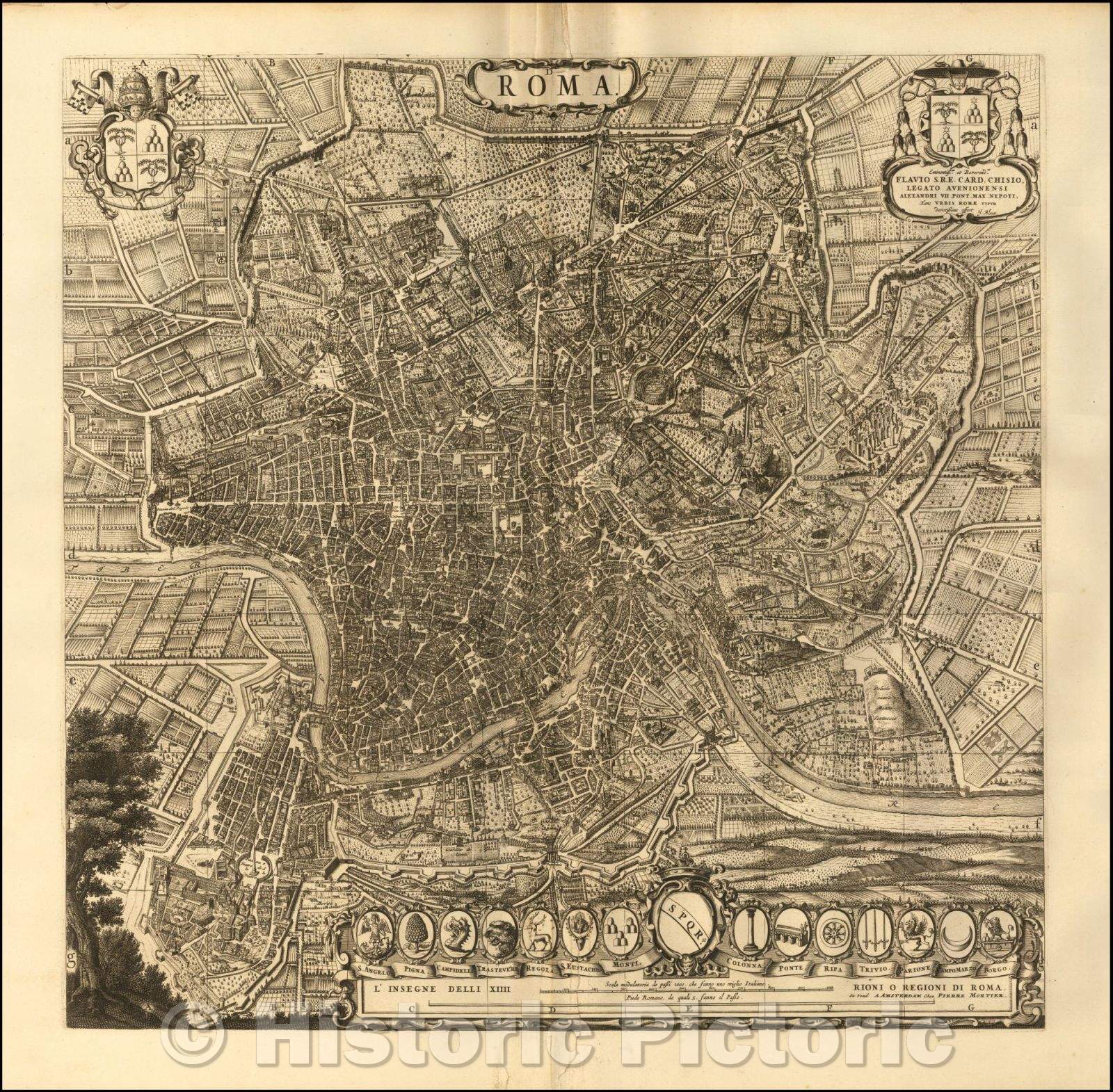 Historic Map - Rome, Italy, 1663, Willem Janszoon Blaeu - Vintage Wall Art