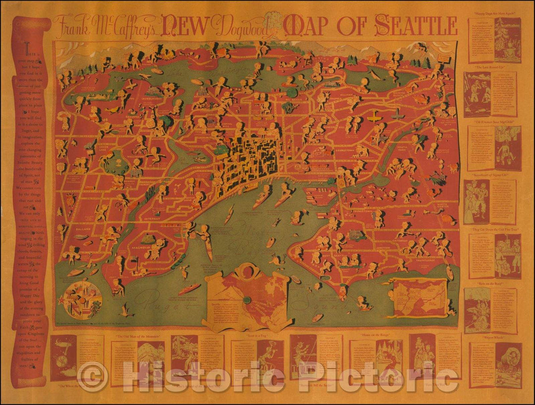 Historic Map - Frank McCaffrey's New Dogwood Map of Seattle, 1936, Frank McCaffrey - Vintage Wall Art