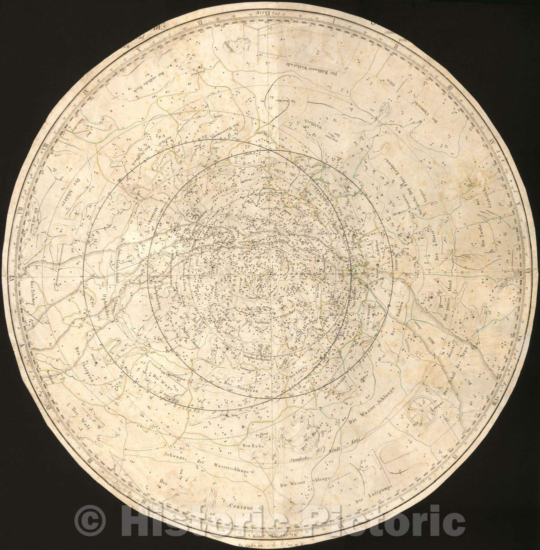 Historic Map - Stereographischer Entwurf des Gestirnten Himmels vom Nordpol/Johan Elert Bode's Map of Northern Hemisphere, 1788, Johann Elert Bode - Vintage Wall Art