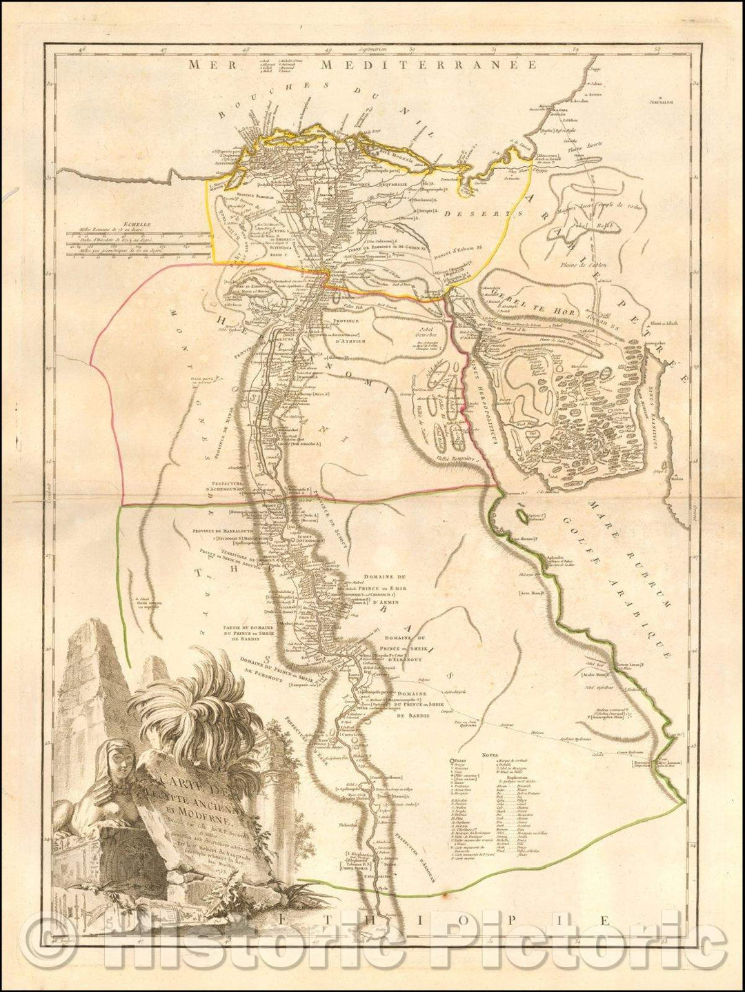 Historic Map - Carte de L'Egypte Ancienne et Modern Dressee sur Celle R.P. Sicard, et autres/Map of Egypt Ancient and Modern Standing on This R.P. Sicard, 1757 - Vintage Wall Art